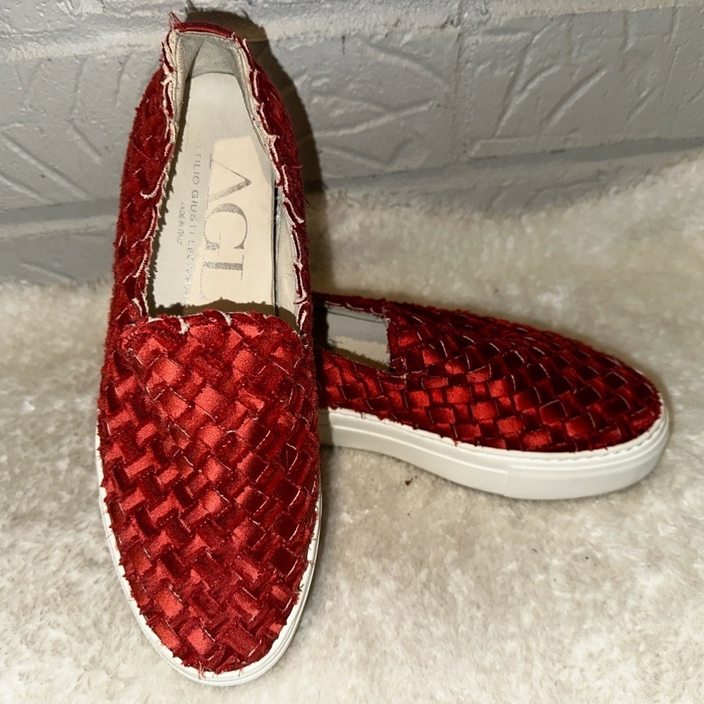 New AGL Red Woven Slip-On Sneakers Size 37